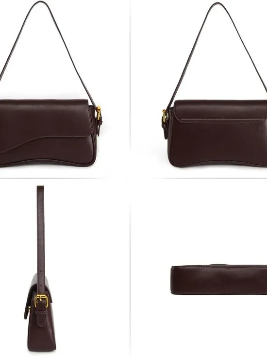 Women's Coffee Colour Pu Leather Tote Bag 2 Removable Straps and Zipper Closure - Picture 3 of 6